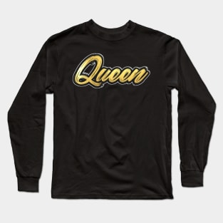 Shiny black and Gold QUEEN word ver4 Long Sleeve T-Shirt